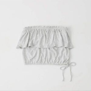Abercrombie & Fitch Y2K Ruffle Strapless Waist Tie Crop Tube Top Grey Size XS
